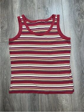 Maroon Striped Sleeveless Tank Top Vintage Y2K Size Small Medium